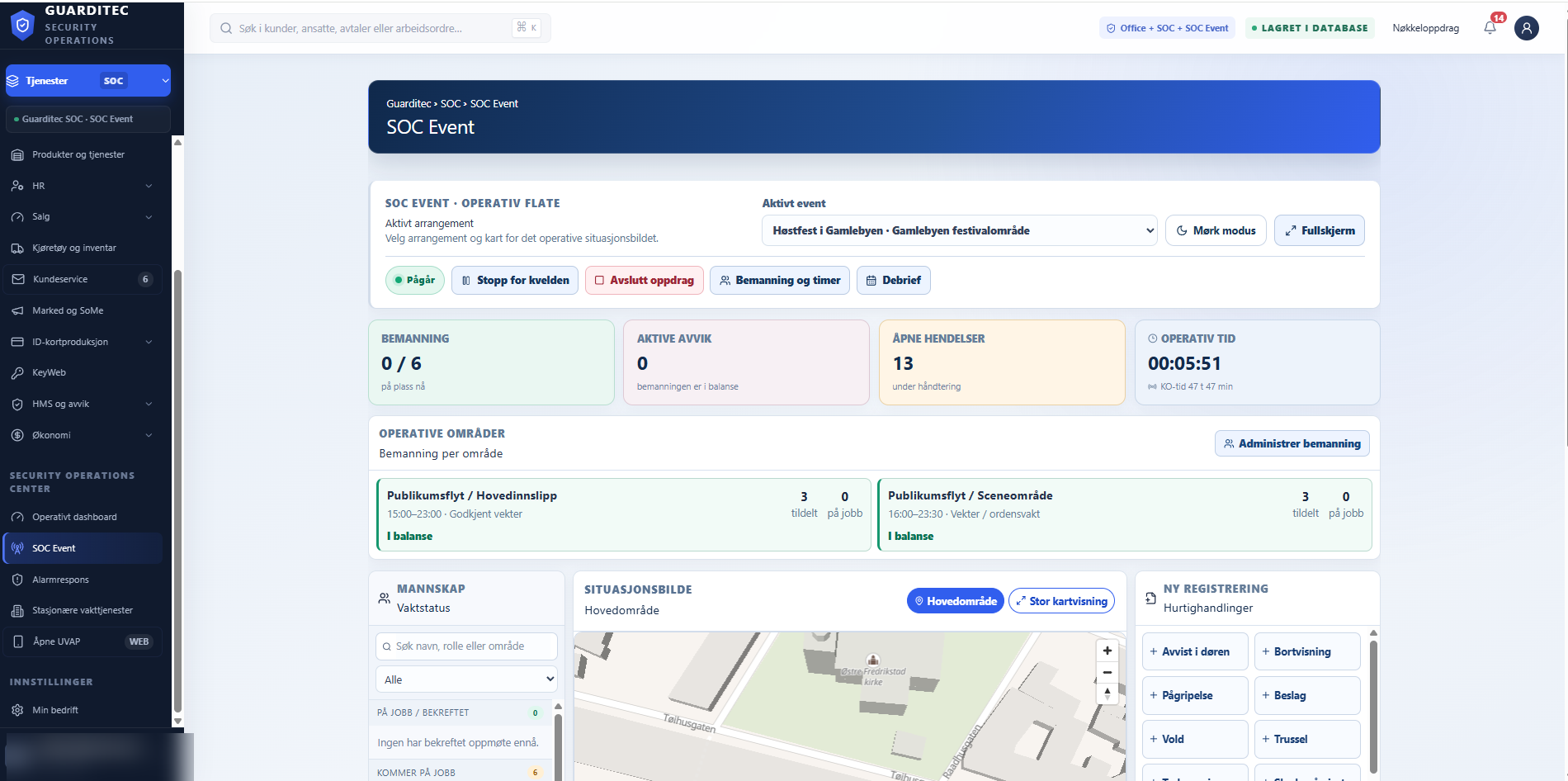 Operativ oversikt i Guarditec SOC