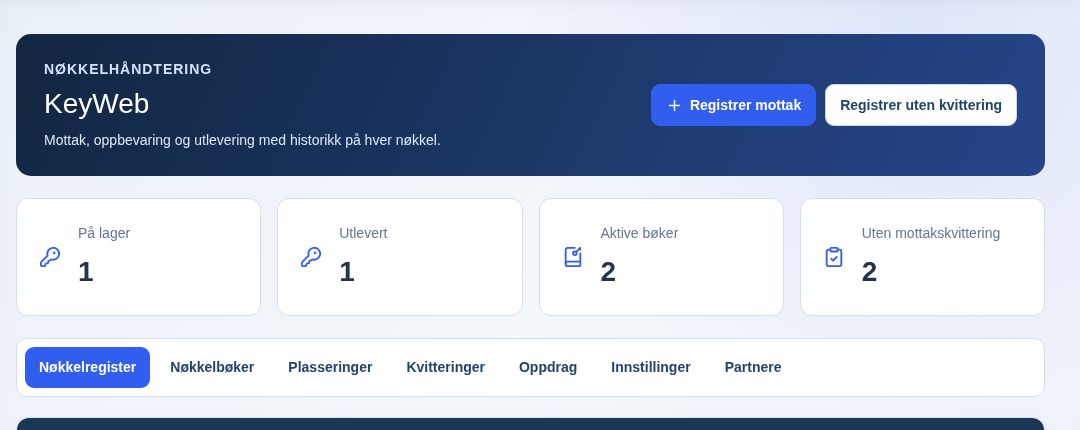 KeyWeb nøkkelhåndtering i Guarditec